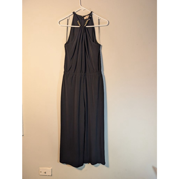 MICHAEL Michael Kors Black Halter Jumpsuit Gold Chain S - Picture 2 of 6